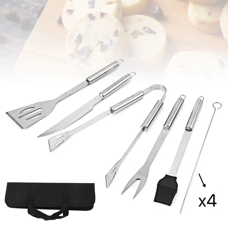 Kit Churrasco Aço Inox Maleta 9 Peças Linha Churrasking Linha Premium