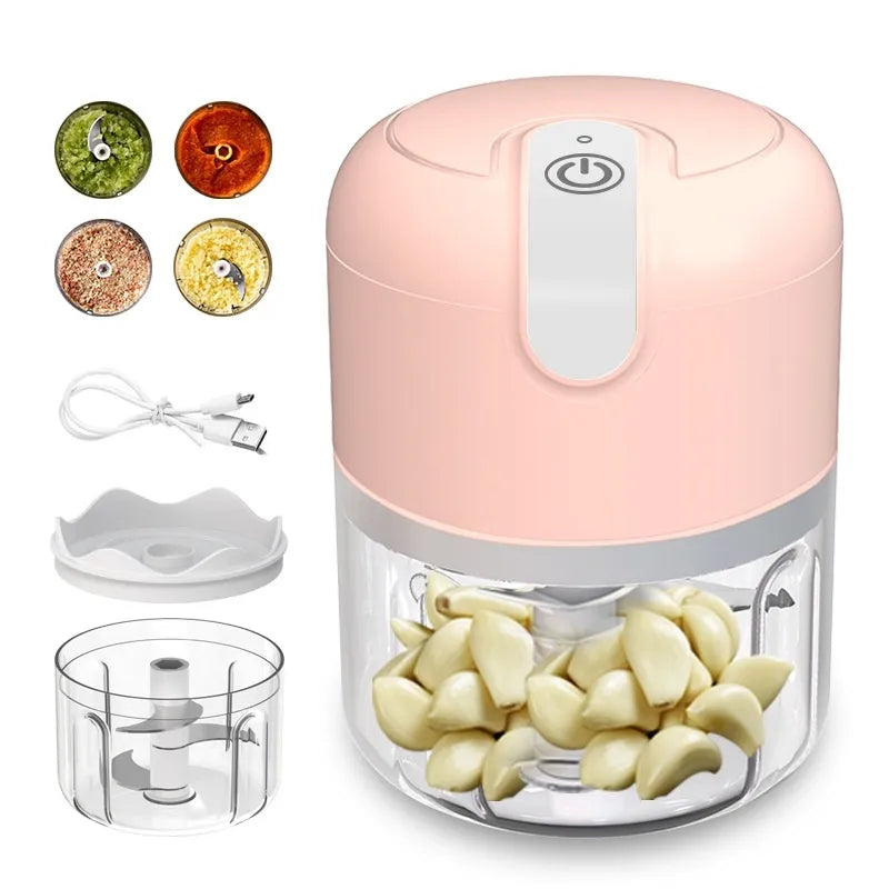 Mini Processador Triturador Sem Fio Elétrico 250ML De Alimentos Para Legumes Alho