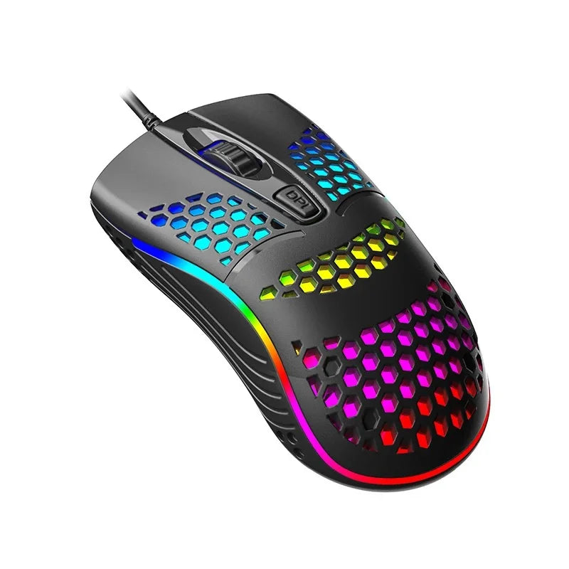 Mouse Óptico Com Fio Usb RGB Para Computador Notebook