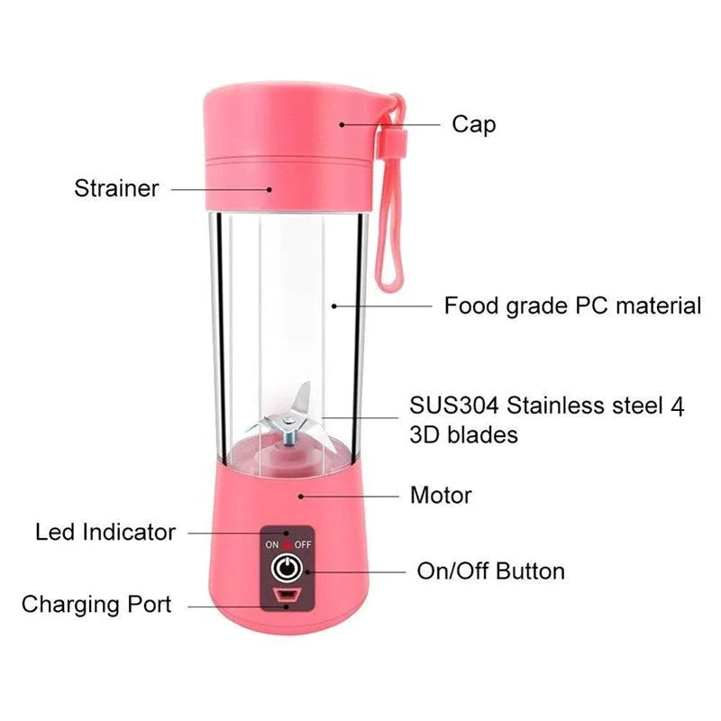 Mini Liquidificador Portátil Usb Juice Shake 6 Lâminas